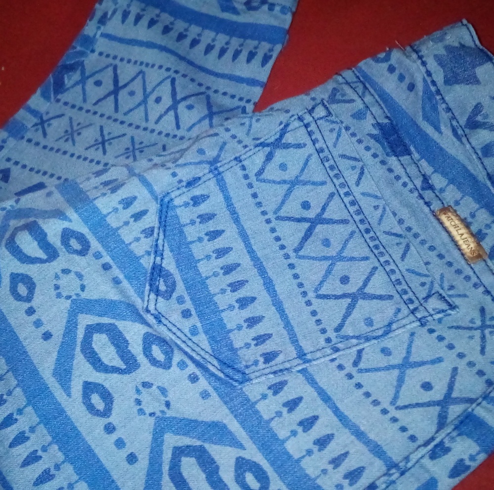Watch L.A. blue pattern skinny jeans